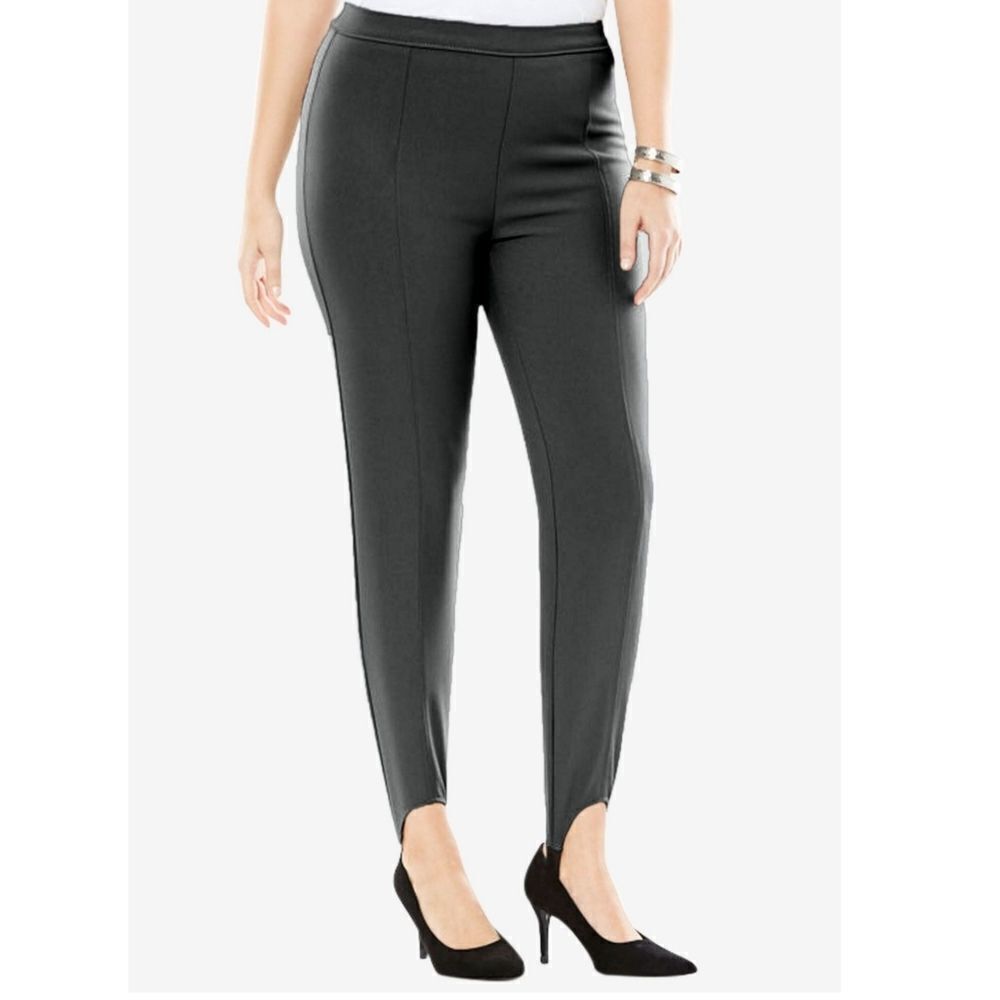 NEW ROAMAN'S Bend Over gray‎ stretch stirrup pants 26W